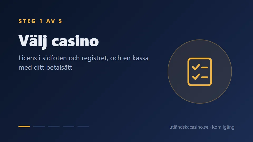 Steg 1: Välj casino efter licens och betalsätt